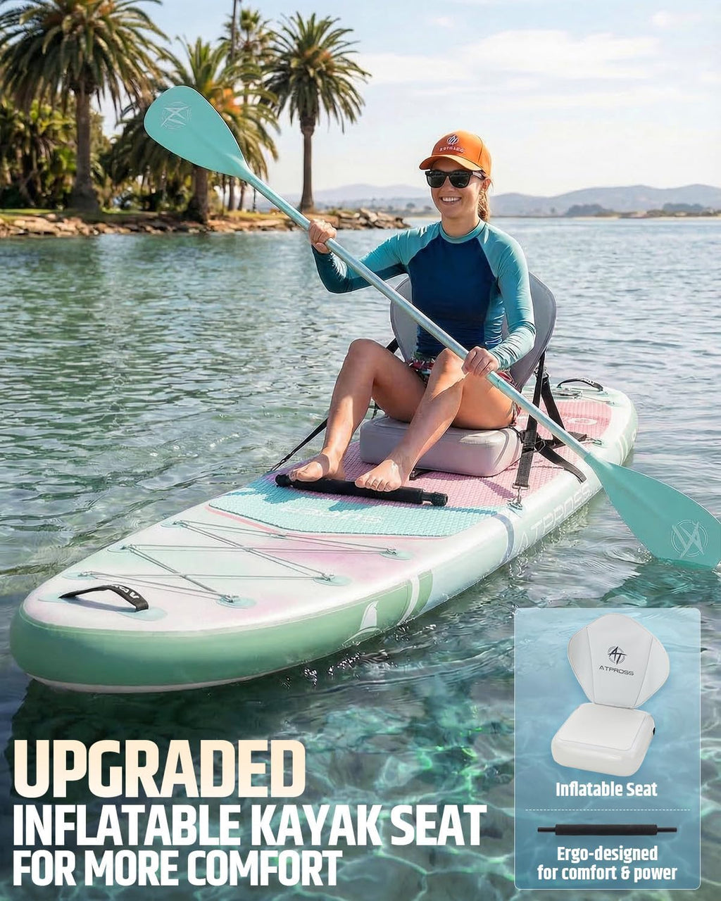 12'x36 Inflatable Paddle Board, 500lbs Extra Wide Stand Up Paddleboard for Adults with Premium SUP Accessories Kit & Backpack, Blow Up Kayak Non-Slip Stable Deck Boat for Yoga Fishing Surf