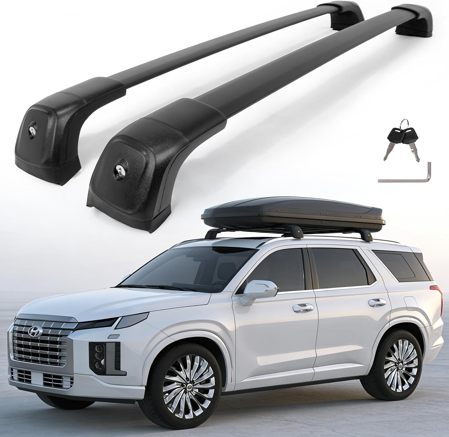 Roof Rack Cross Bars 330lbs Aluminum Lockable Crossbars Fit for 2019-2025 Hyundai Palisade Cargo Accessories Anti-Noise Stable Rooftop Luggage Rack Cargo Accessories