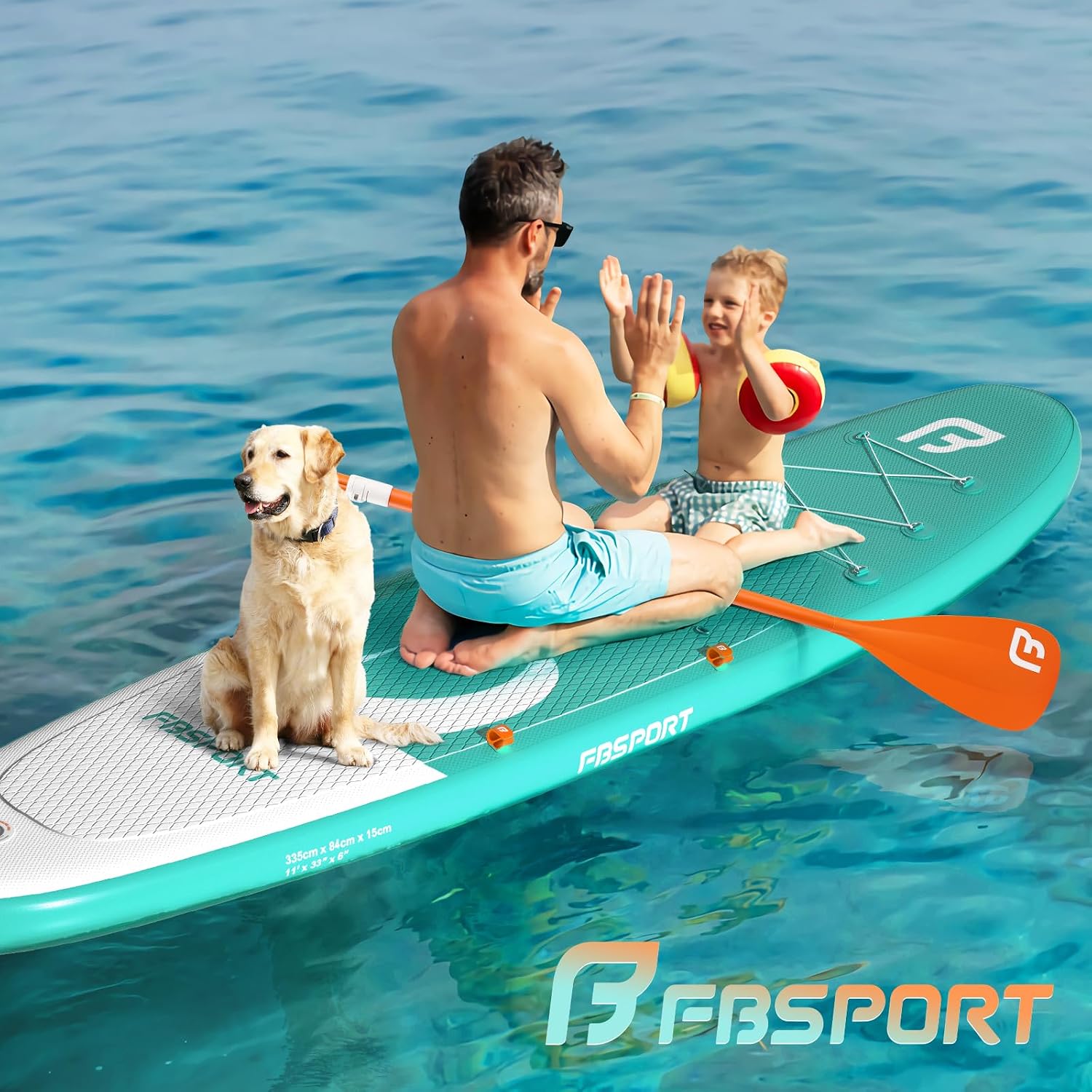 FBSPORT 11' Premium Stand Up Paddle Board, Yoga Board with SUP Accessories & Carry Bag | Wide Stance, Surf Control, Non-Slip Deck, Leash, Paddle and Pump for Youth & Adult