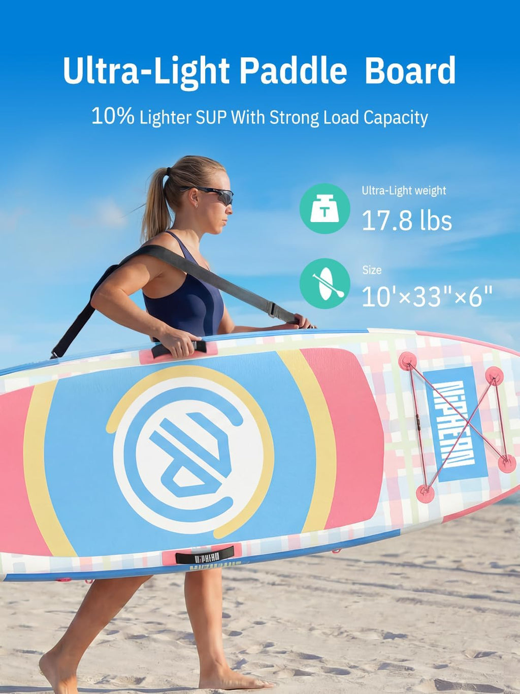 Niphean（Ultra-Light） Inflatable Paddle Board with StabilTrac Fin and Durable SUP Accessories, 10' Stand Up Paddle Boards for Adults & Youth, Versatile Yoga Paddle Board, Gift Ideas