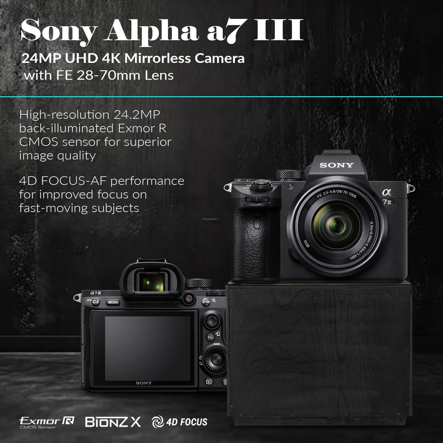 Sony Alpha a7 III Mirrorless Digital Camera with FE 28-70mm Lens - Bundle, Shoulder Bag, 64GB SD Card, Card Reader, SD Card Case, PC & Mac Software Kit, Extra Battery, 55mm Filter Kit