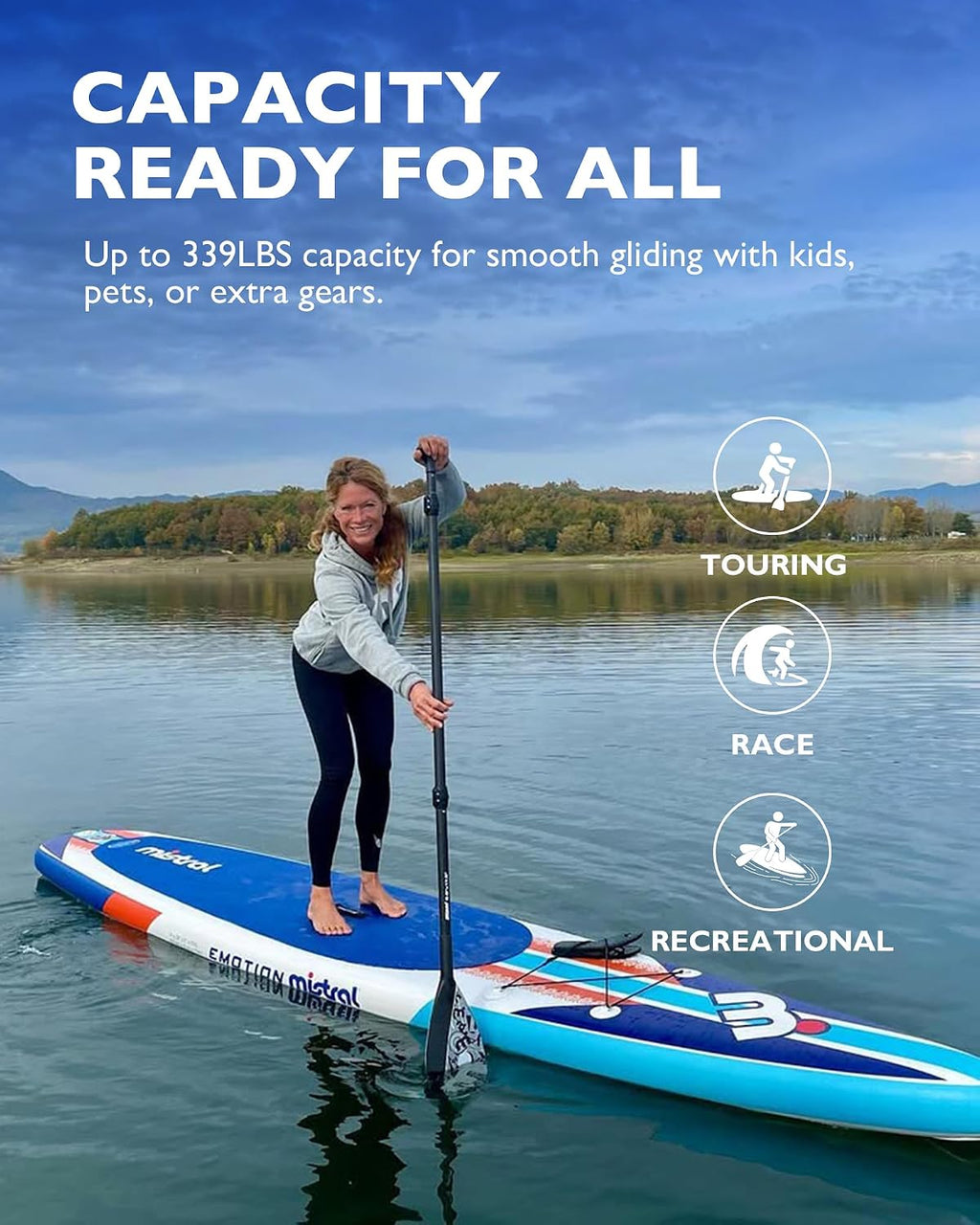 Mistral Stand Up Inflatable Paddle Board Racing & Touring Board 13'2'/ 14' Race Board, Backpack with Wheels, Durable ISUP for Youth & Adult, w/Premium SUP Accessories