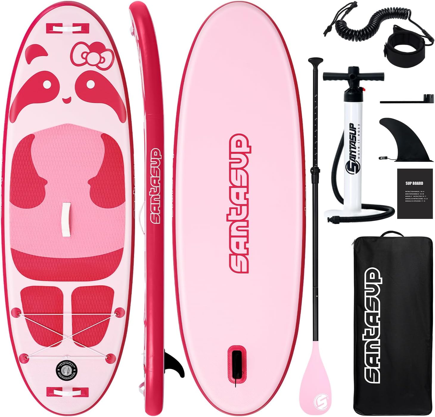 Kids Inflatable Paddle Board, 8ft Panda - Stand Up Paddle Board with Accessories, Durable & Stable Design, Wide Non-Slip Deck, Hand Pump for Youth & Kids