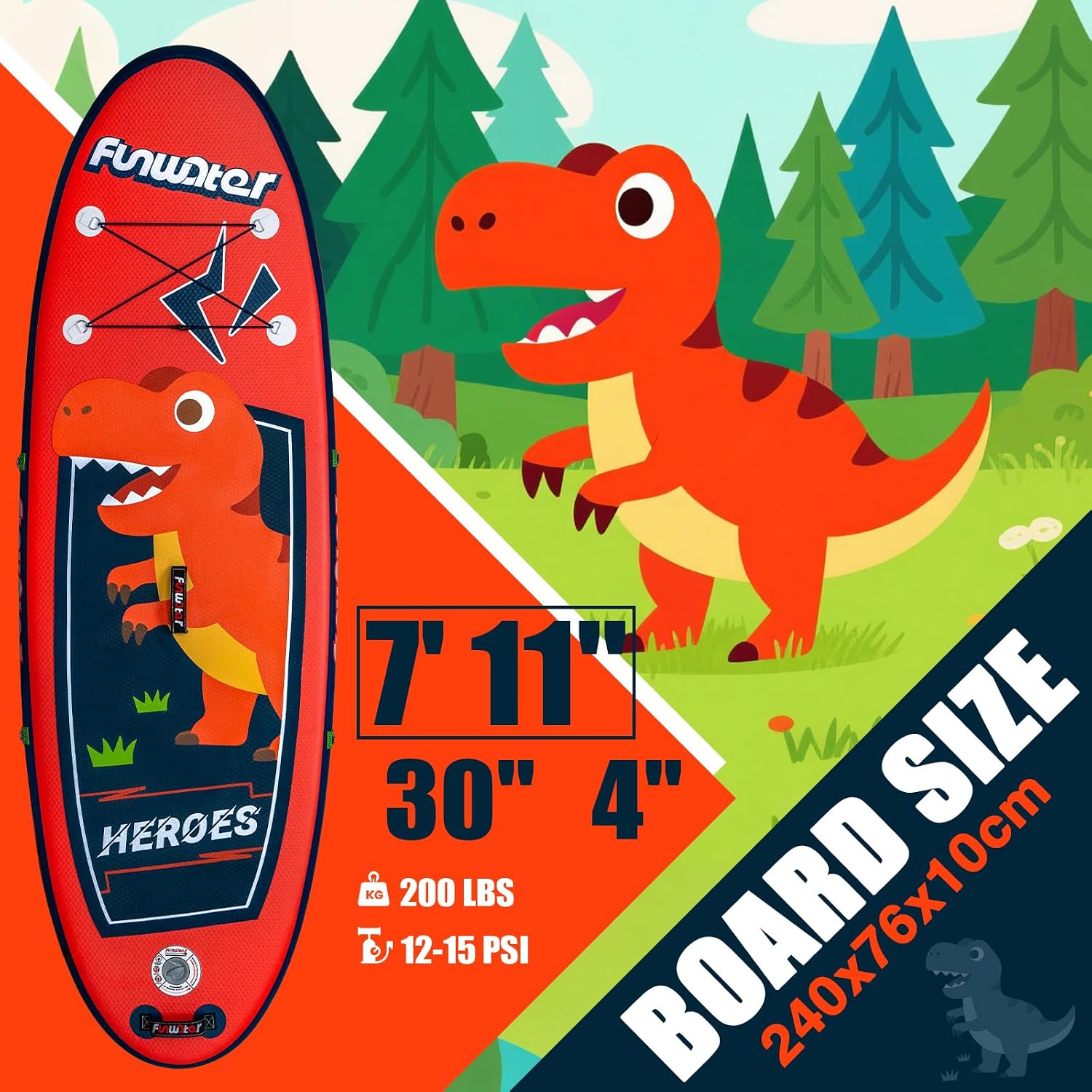 FunWater Inflatable Stand Up Paddle Board with Premium SUP Paddleboard Accessories, Anti-Slip EVA Deck, 11'6''/11'/10'6'' Paddle Boards for Adults & Youth of All Skill Levels