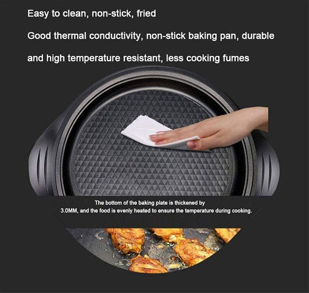 Indoor Korean Barbecue Grill Barbecue Grill 1800W Electric Teppanyaki Non-Stick Table Grill Griddle Smokeless BBQ Hot Plate,High Temperature Resistance and Corrosion Resistance/Frying Pan,Portab