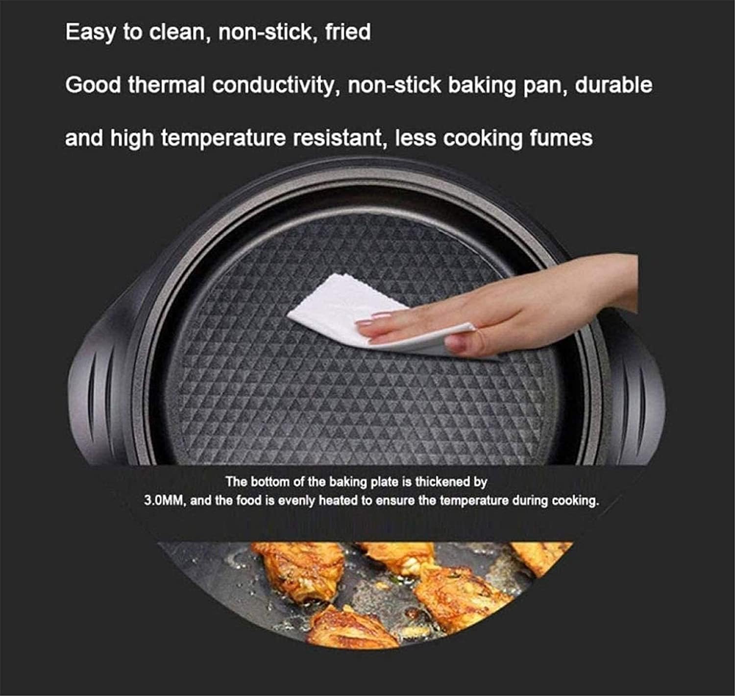 Indoor Korean Barbecue Grill Barbecue Grill 1800W Electric Teppanyaki Non-Stick Table Grill Griddle Smokeless BBQ Hot Plate,High Temperature Resistance and Corrosion Resistance/Frying Pan,Portab