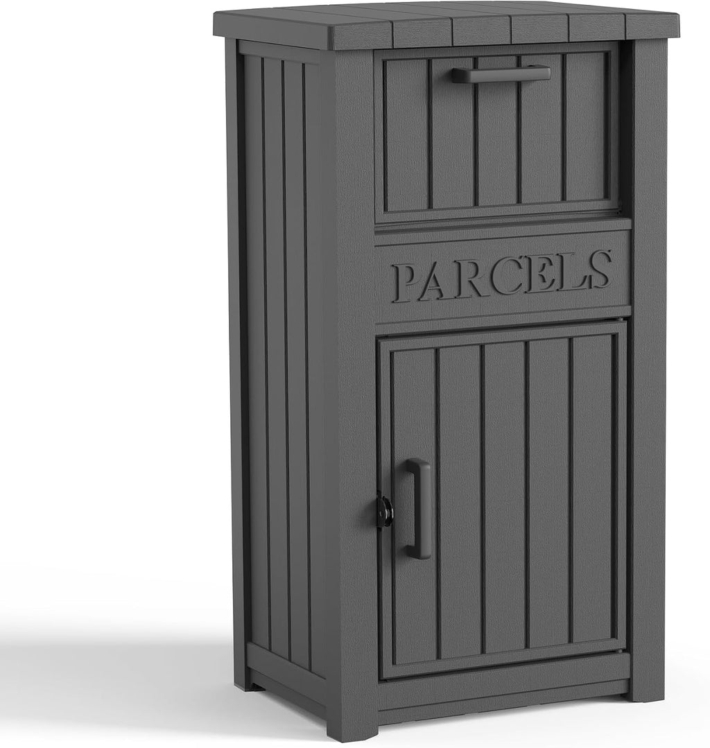 Large Package Delivery Boxes for Outside Waterproof Parcel Drop Storage Box UV Resistant Resin Lockable Secure for Outdoor Porch Patio (Black-2)