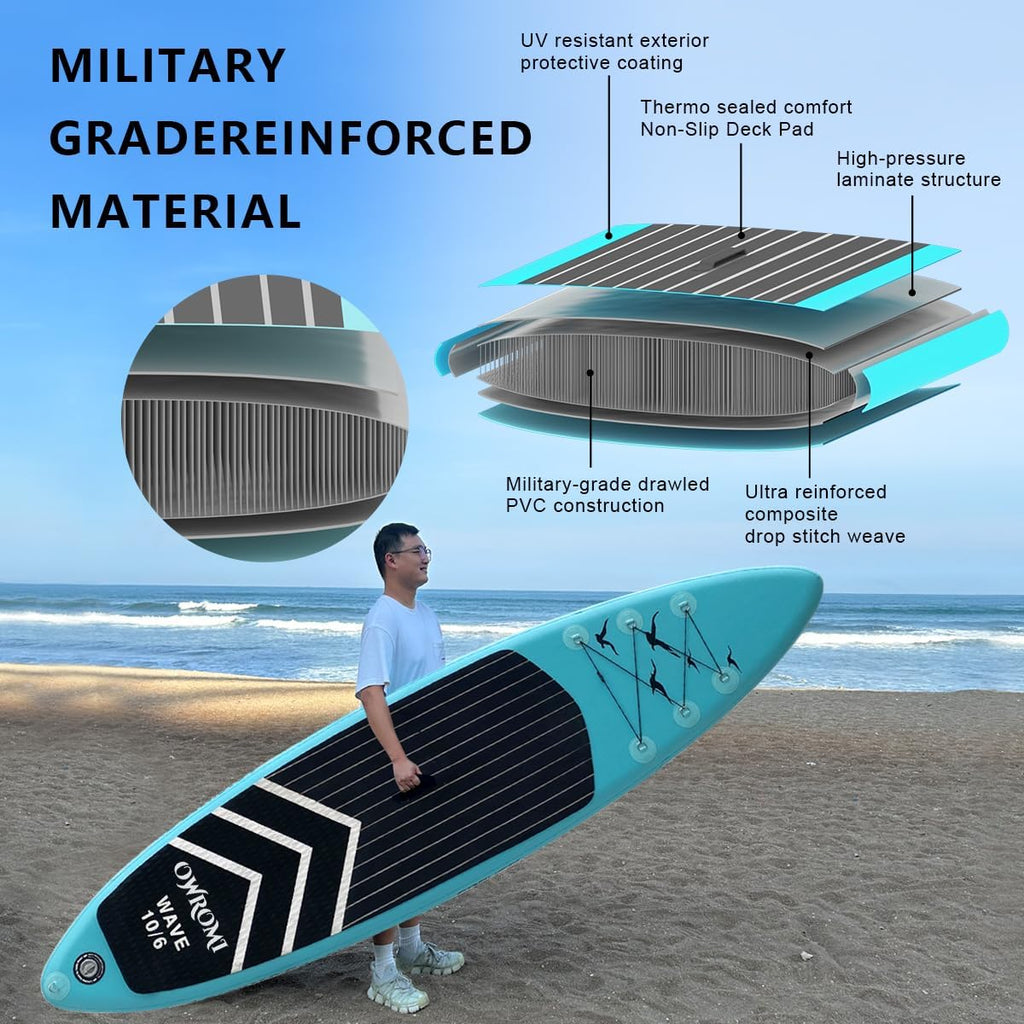 SUP Inflatable Stand Up Paddle Board 10'6' Ultra-Light Thick Paddleboard for All Skill Levels ISUP Paddle Board with Accessories, 10/6 Inflatable Paddle Boards for Adults & Youth