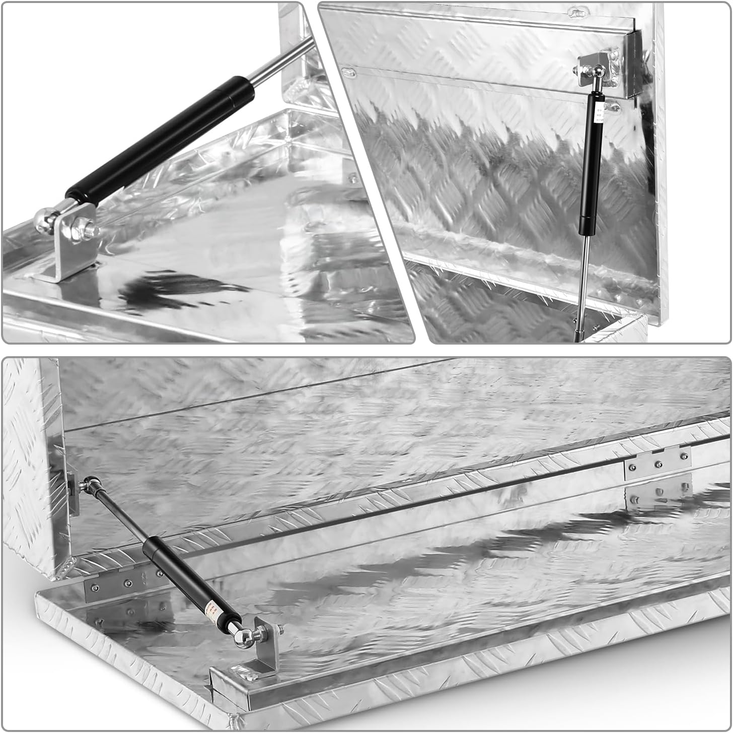 DNA MOTORING Truck Tool Box Lockable Storage Box, Truck Bed Tool Box Truck Bed Organizer Aluminum Truck Tool Boxes for Bed of Truck, w/Lock & Keys, 47'L X 15' D X 15' H Silver, TBOX-T5-001-ALU