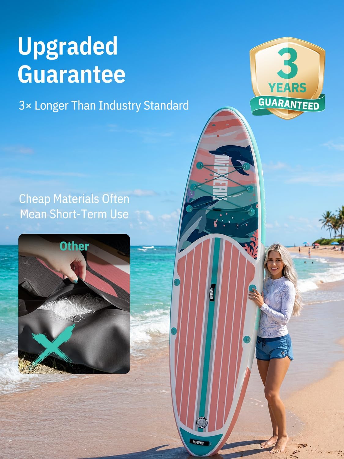 Niphean Inflatable Stand Up Paddle Board with SUP Accessories, Anti-Slip EVA Deck, 10'6'' Inflatable Paddle Boards for Adults & Youth of All Skill Levels