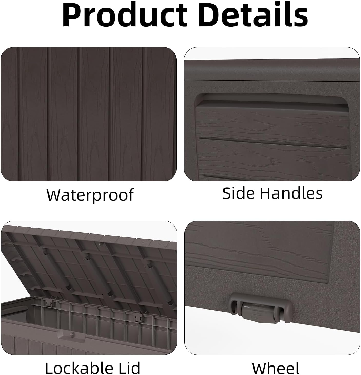 71 Gallon Resin Deck Box，Outdoor Storage Box, Waterproof Lockable Large Storage Bench for Patio Furniture, Pool Accessories & Garden Tools, Brown