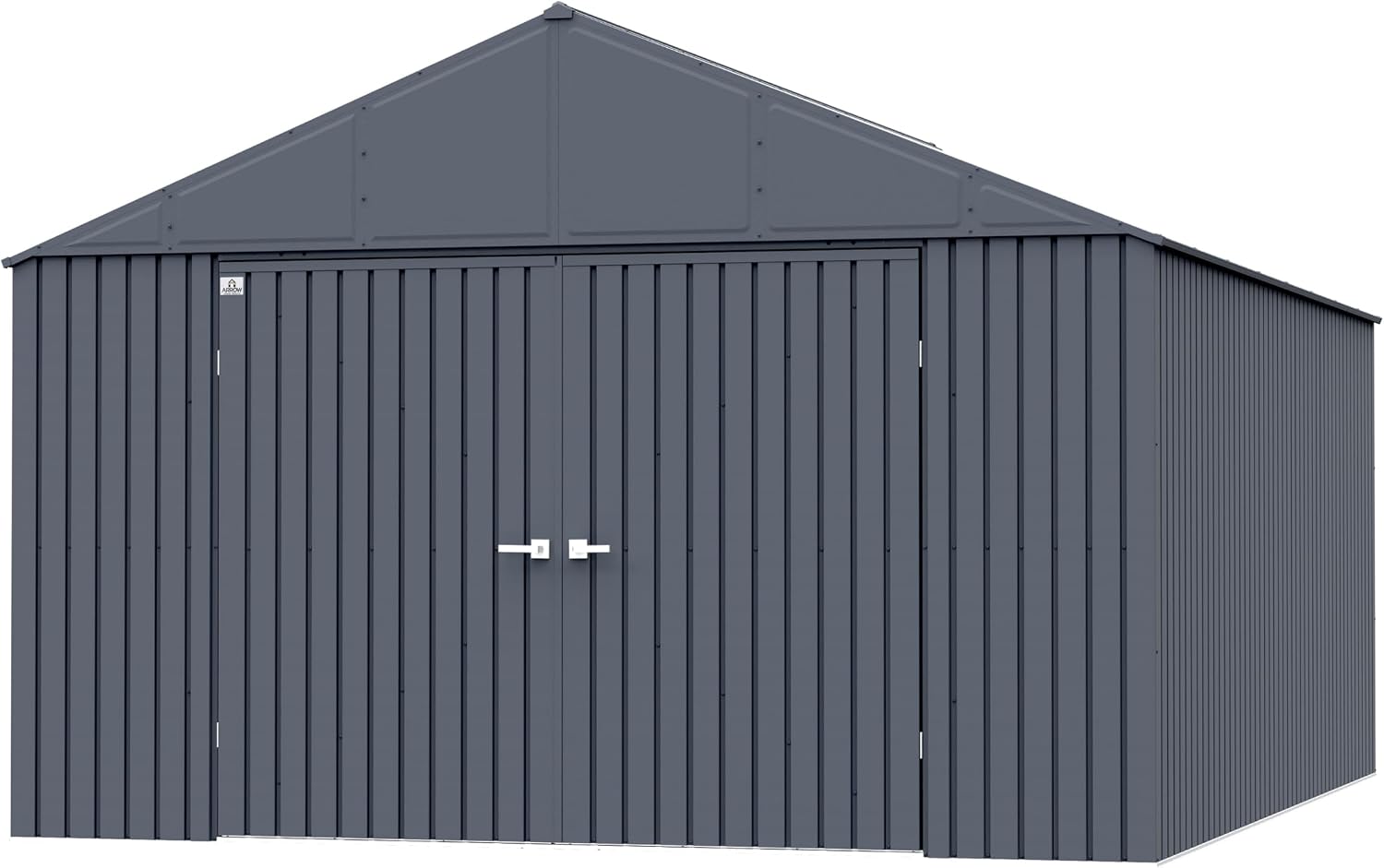Arrow Shed Elite 12' x 16' Tall Outdoor Steel Storage Shed with High Gable and Lockable Doors Storage Building, Anthracite