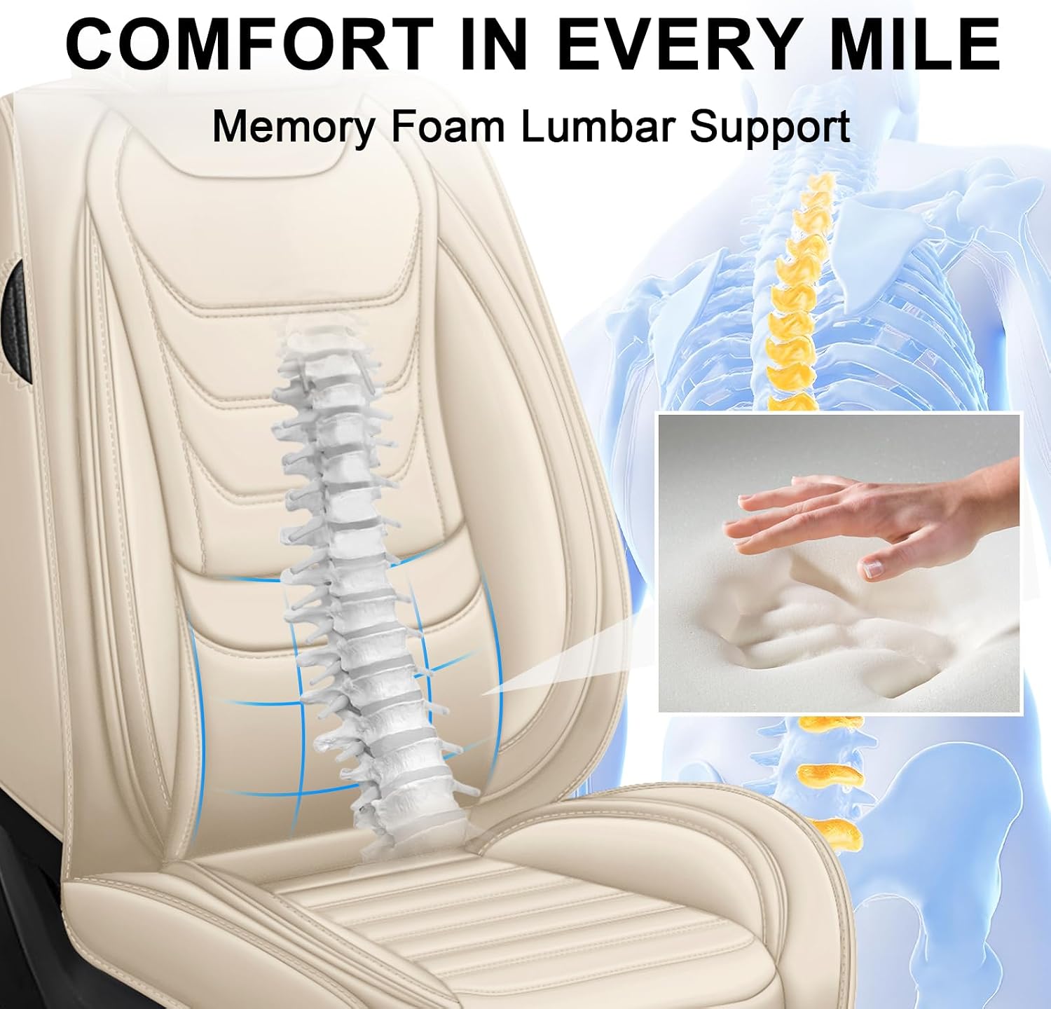 JWLK Seat Covers for Buick Envision 2016-2026, Family Seat Covers for Cars, Non-Slip, Airbag Compatible Vehicle Cushion, Waterproof & Easy-Clean(Standard 5 Seats, Beige)