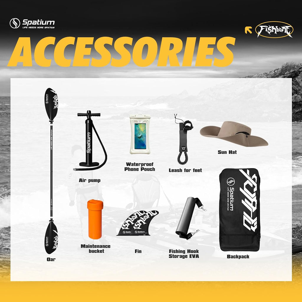 Spatium Triple Chamber Fishing Board SUP Inflatable Stand Up Paddle Board 11'*48'*6',Fishing Kayak with Premium Accessories 2 Fishing Rod Holders