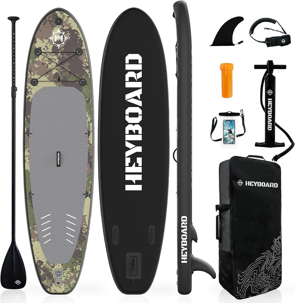 HEYBOARD Inflatable Stand Up Paddle Board 10'6'×32'×6' Standup Paddleboard with Premium SUP Accessories & Backpack, Non-Slip Deck, Waterproof Bag, Leash, Paddle, Hand Pump