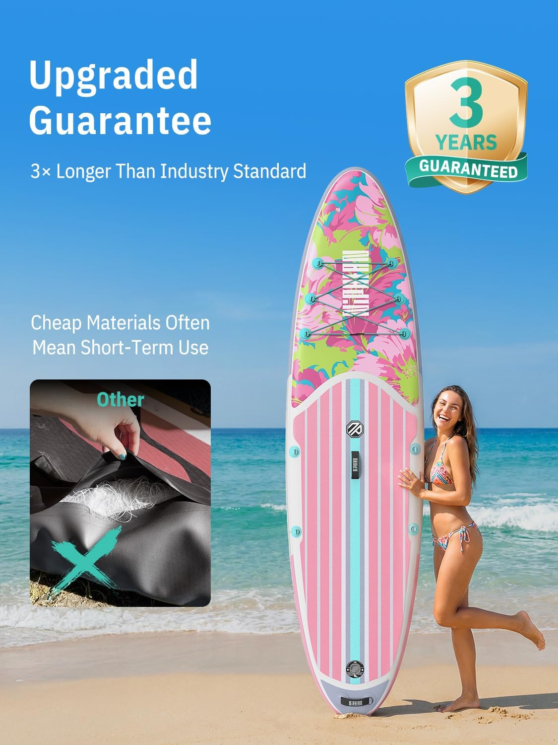 Niphean Inflatable Stand Up Paddle Board with SUP Accessories, Anti-Slip EVA Deck, 10'6'' Inflatable Paddle Boards for Adults & Youth of All Skill Levels
