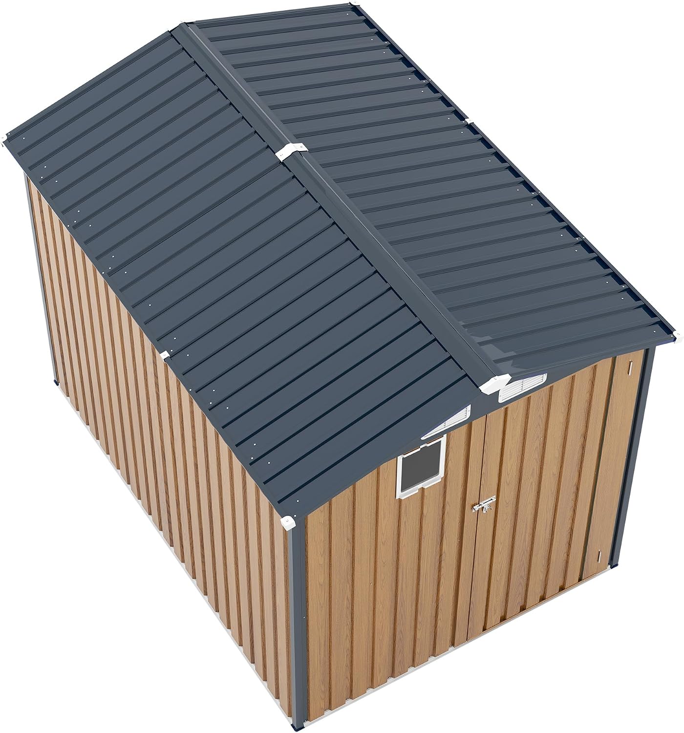 YOPTO 6x8 FT Sheds & Outdoor Storage,Steel Storage Shed with Lockable Doors and Window,Waterproof Garden Shed w/Roof Slope Design & Weather Versatility,Tool House for Storing Bicycles,Yellow