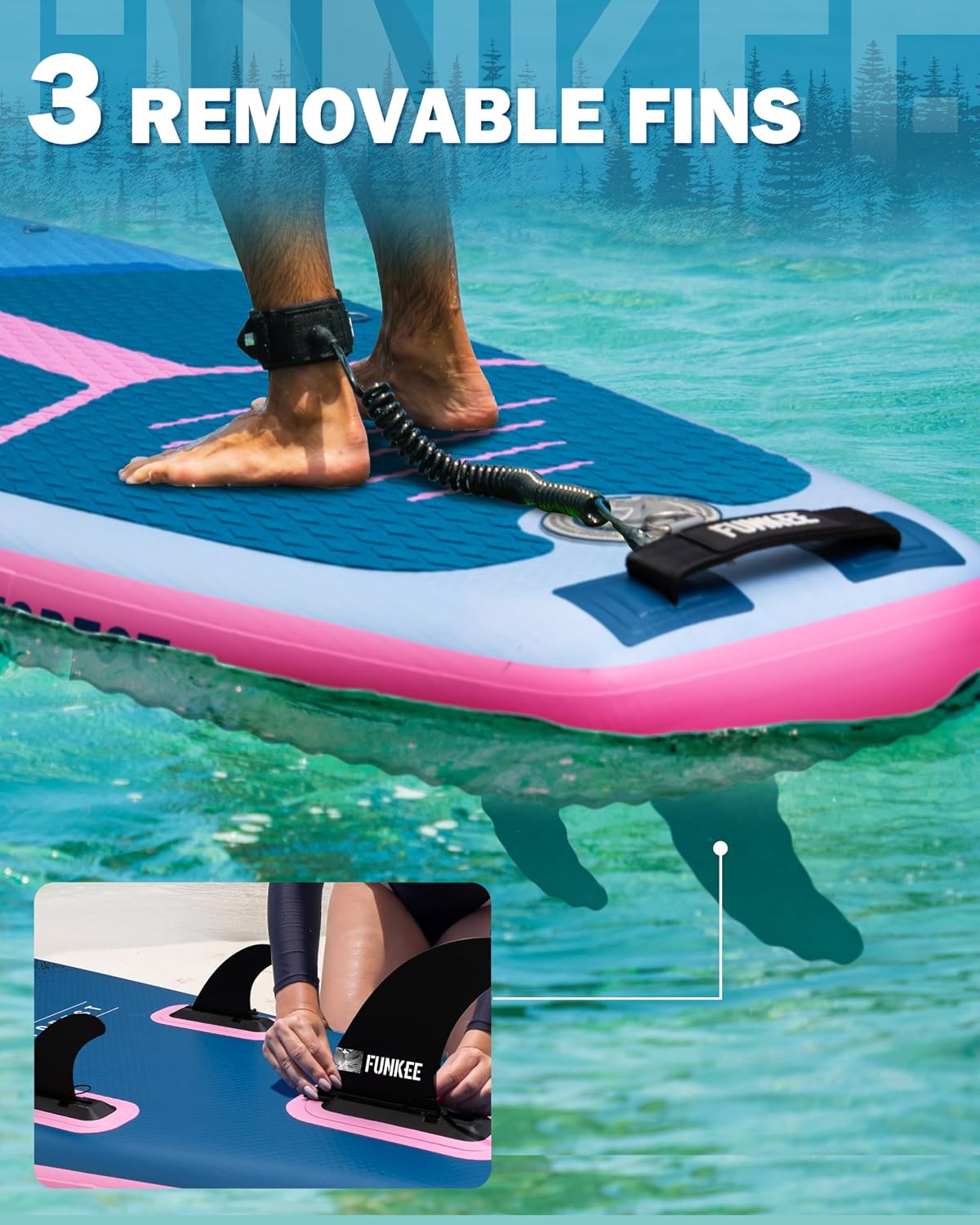 11'×34'×6' Extra Wide Inflatable Stand Up Paddle Board, Sup Board with Removable Fins, Backpack, Floating Paddle, Safety Leash, Floating Phone Case for Adults & Youth of All Skill Levels