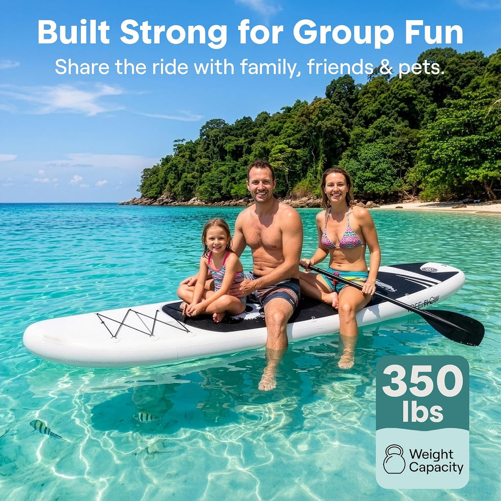 SereneLife Inflatable Stand Up Paddle Board with Premium SUP Accessories - Wide Stable Design with Non-Slip EVA Deck Pad
