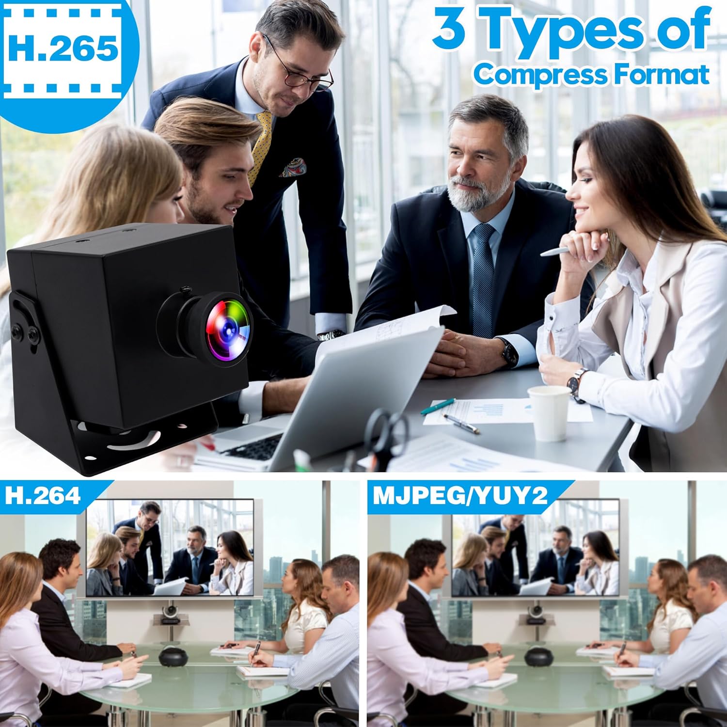 ELP 4K HDMI USB Camera Wide Angle PC Camera for Computer Monitor Simultaneously Output Mini UVC USB2.0 Webcam 2X Digital Zoom H.264 8mp USB Security Camera (110degree no Distortion Lens)