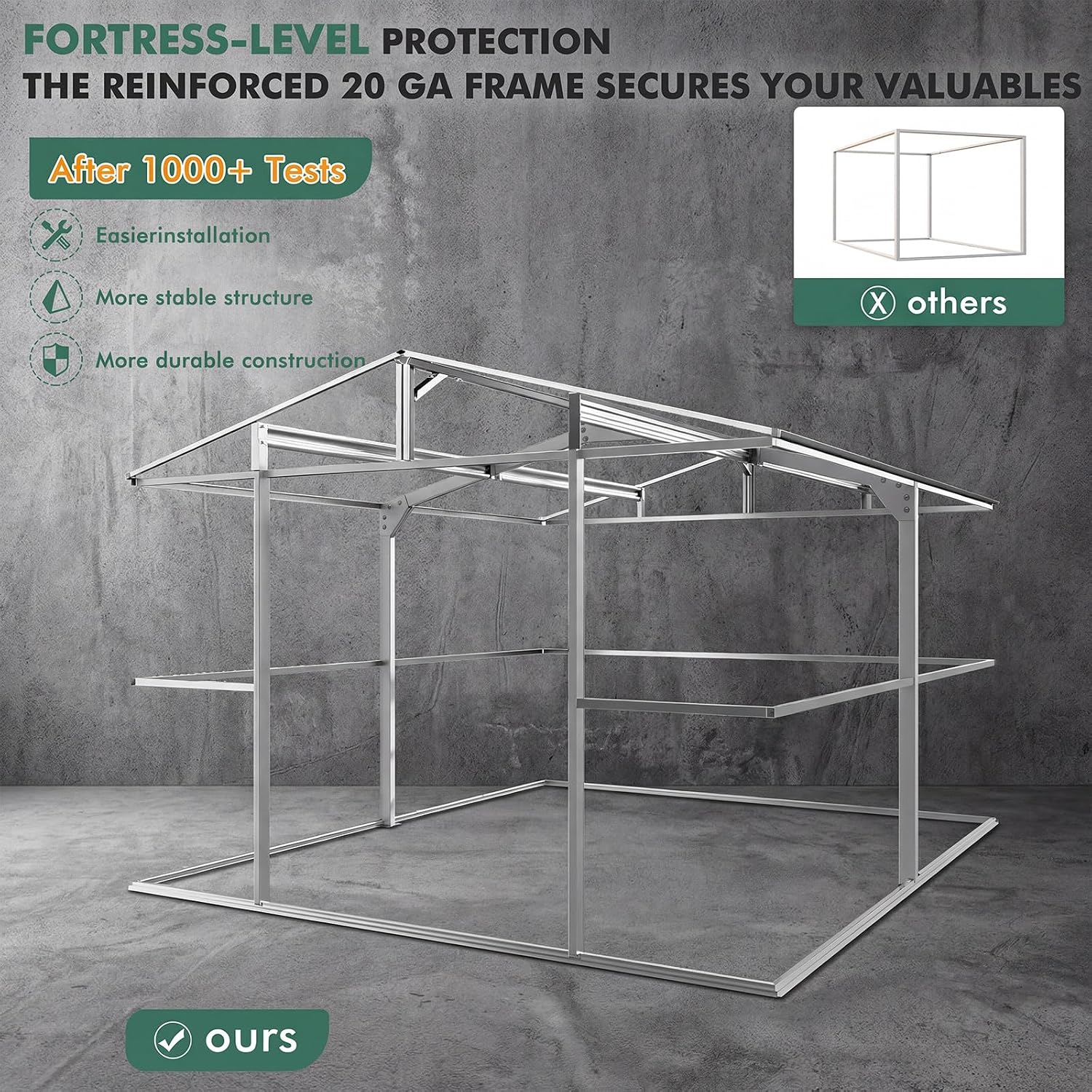 WACASA 10x12 FT Metal Shed Heavy-Duty | Military-Grade 20-Gauge Reinforced Frame with Powder Coating | 50 PSF Snow Load & 120 MPH Wind Rated | Garden Tool/Bike Skylight Building