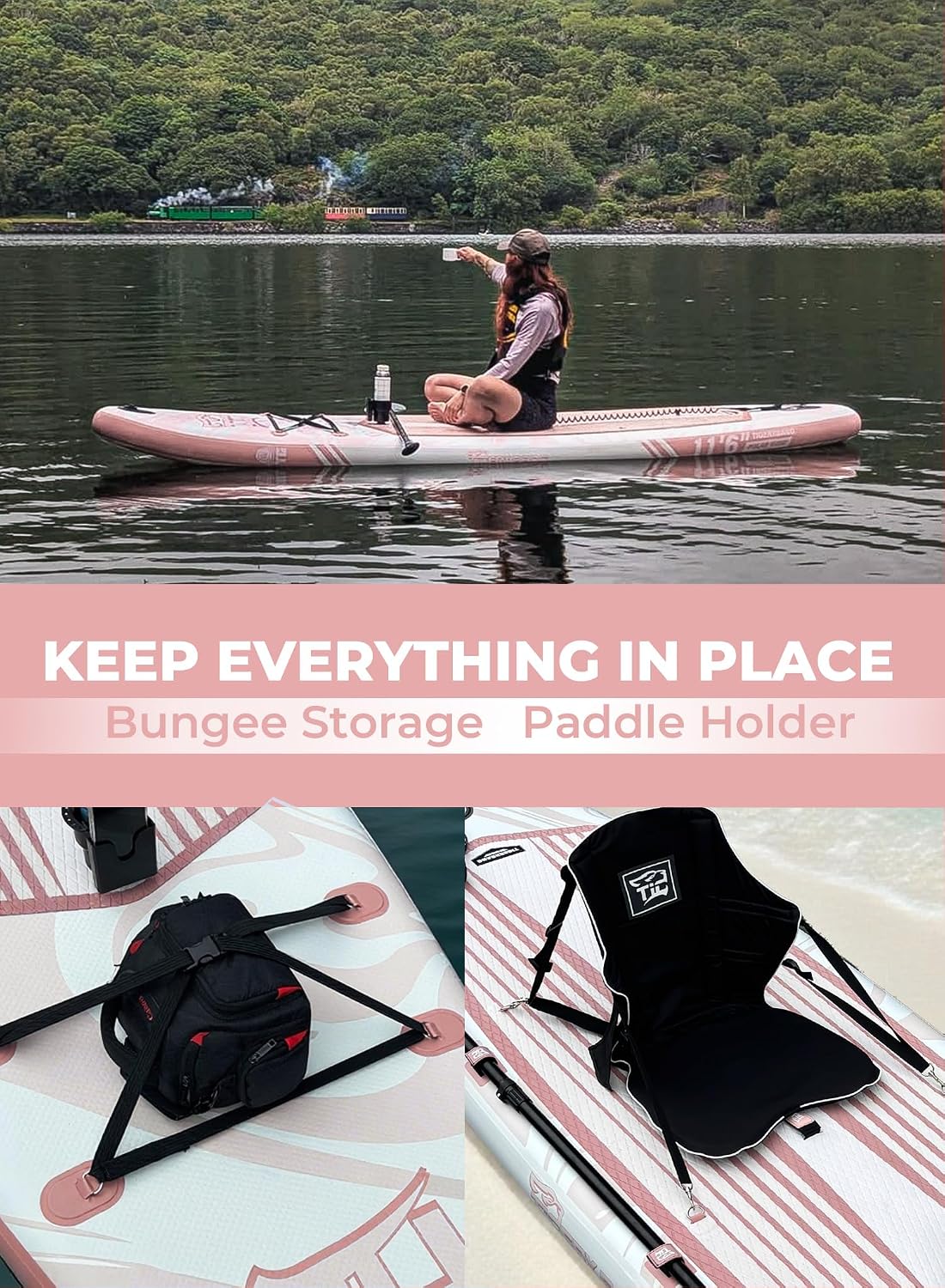 TIGERXBANG 11'6'/11'/10' Inflatable Paddle Board with Complete Accessories, Versatile Premium Paddle Boards for Adults/Youth, Stand Up Paddle Board Polar/Wave/Sunny Wave Collection