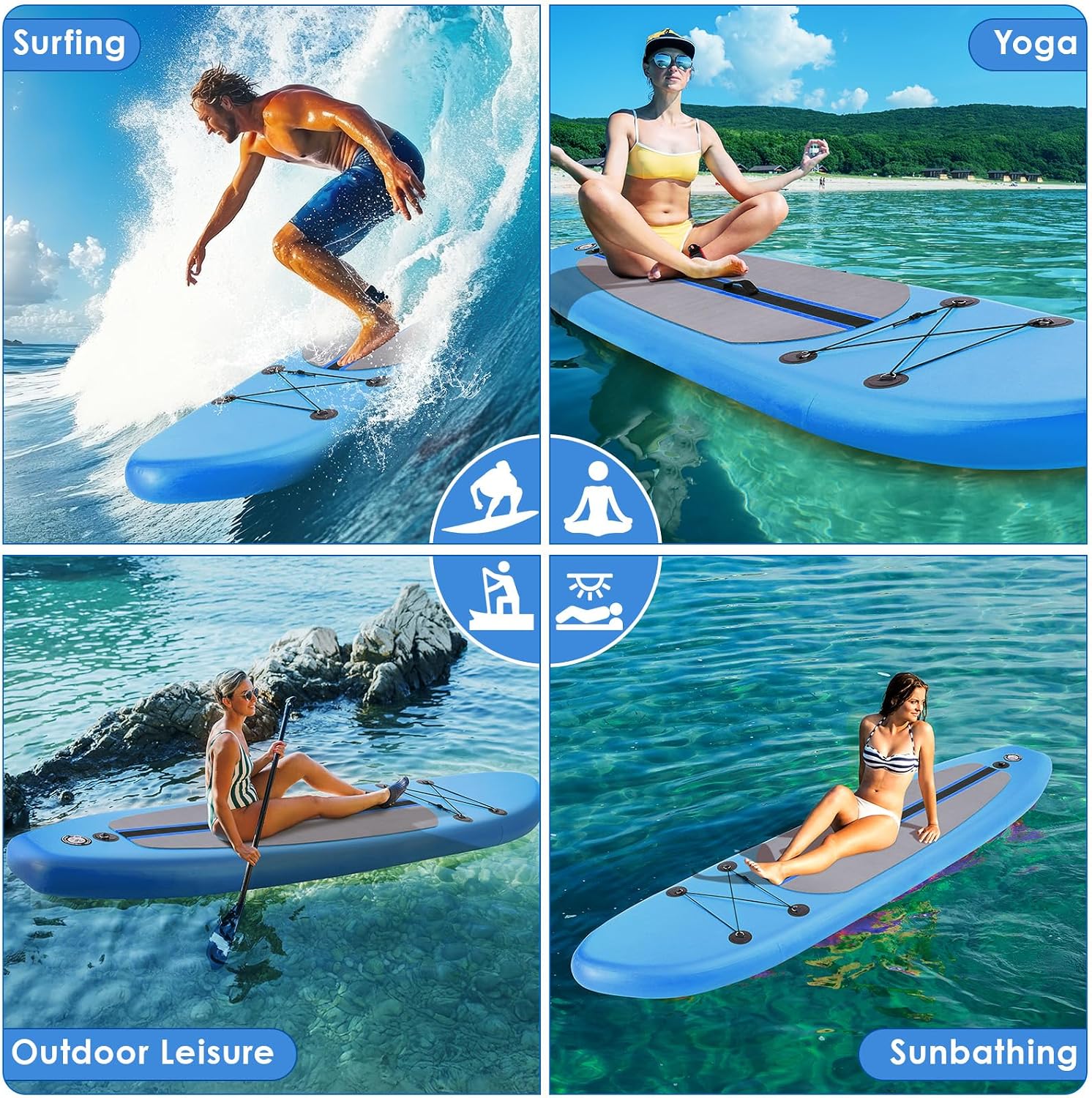 Clevich 10FT Stand Up Paddle Board, Inflatable Paddleboard with SUP Accessories & Carry Bag, Paddle, Hand Pump, Non-Slip Deck, Repair Kit,Leash, 400LBS