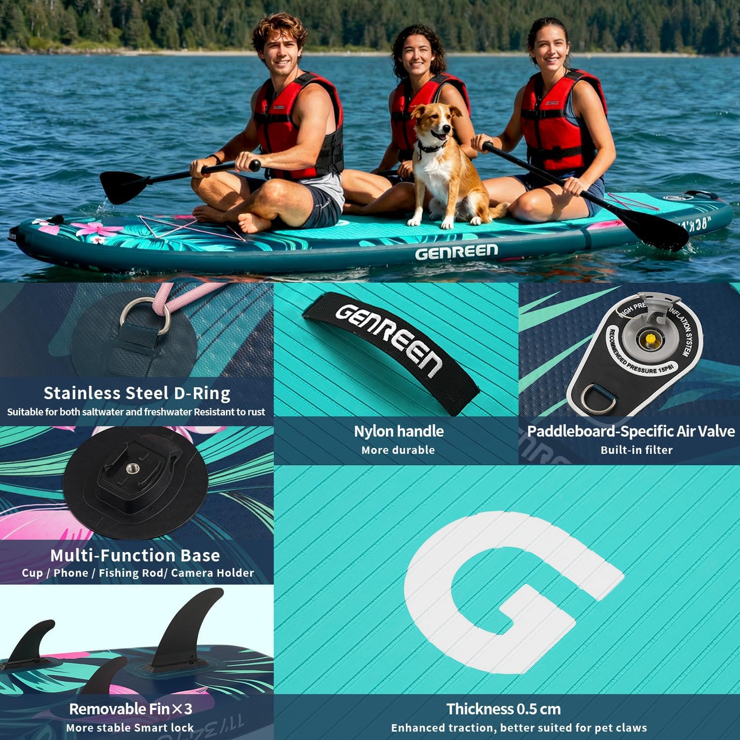 Paddle Board Stand up Paddle Board (Extra Large 11'*33/34') Newly Improved 2 Side Layers 450LBS Quality Inspection×5 (All-Season for JP customers) paddleboards Fishing Family Pet Friendly