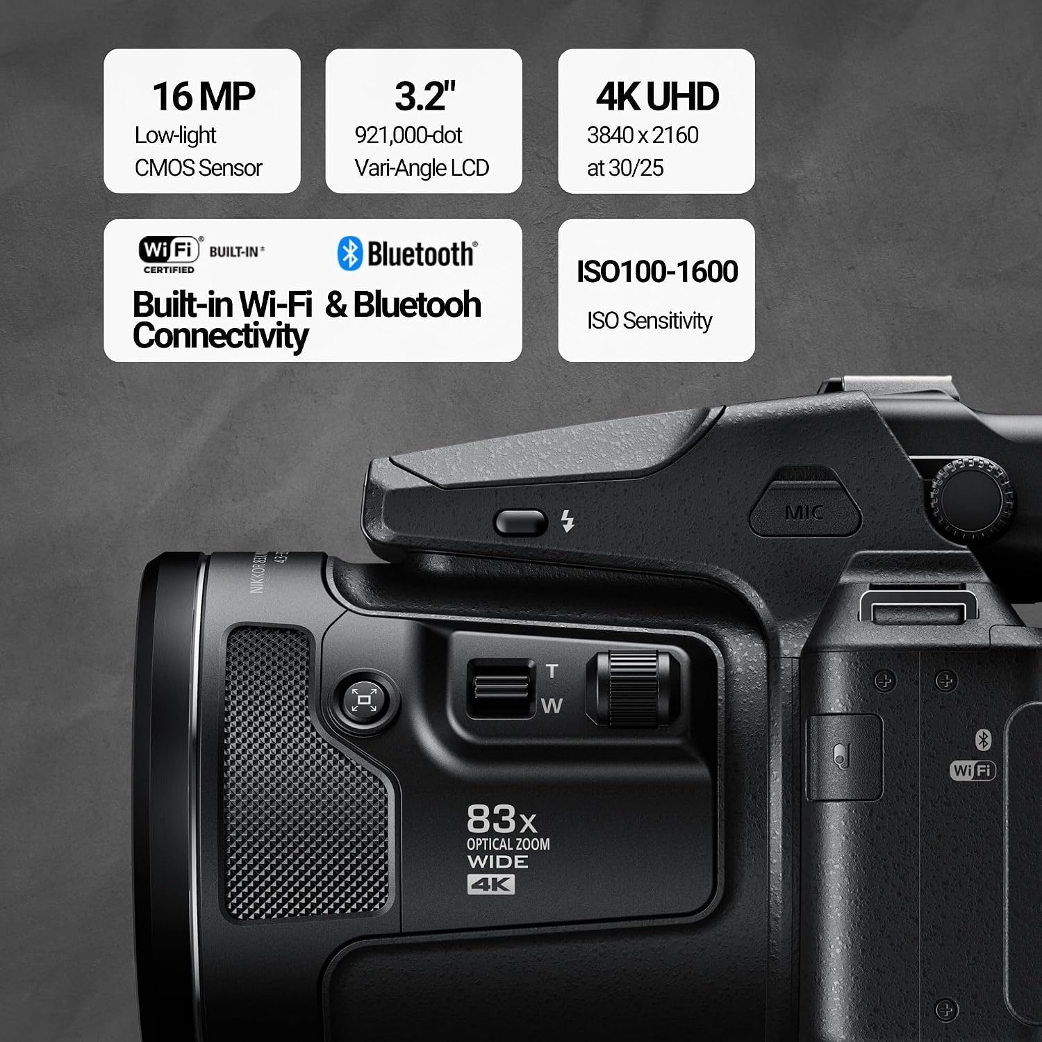 Nikon COOLPIX P950 Digital Camera (Black) Bundle with Holster Camera Case and Accessory Bundle for DSLR, Mirrorless, and Camcorders, 64GB SDXC Canvas Go Plus 170MBPS Read Memory Card (3 Items)