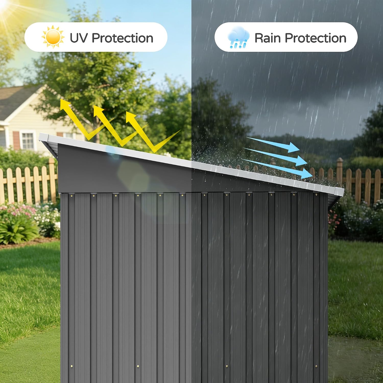 6' x 4' Outdoor Storage Shed, Waterproof Metal Garden Sheds with Lockable Double Door for Backyard Patio Lawn-Dark Gray
