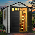 DWVO 6x4.4 FT Resin Storage Shed with Fence-Style and Side Windows, Lockable Door, and Vents for Garden, Backyard, Patio, Lawn, Blue-Gray