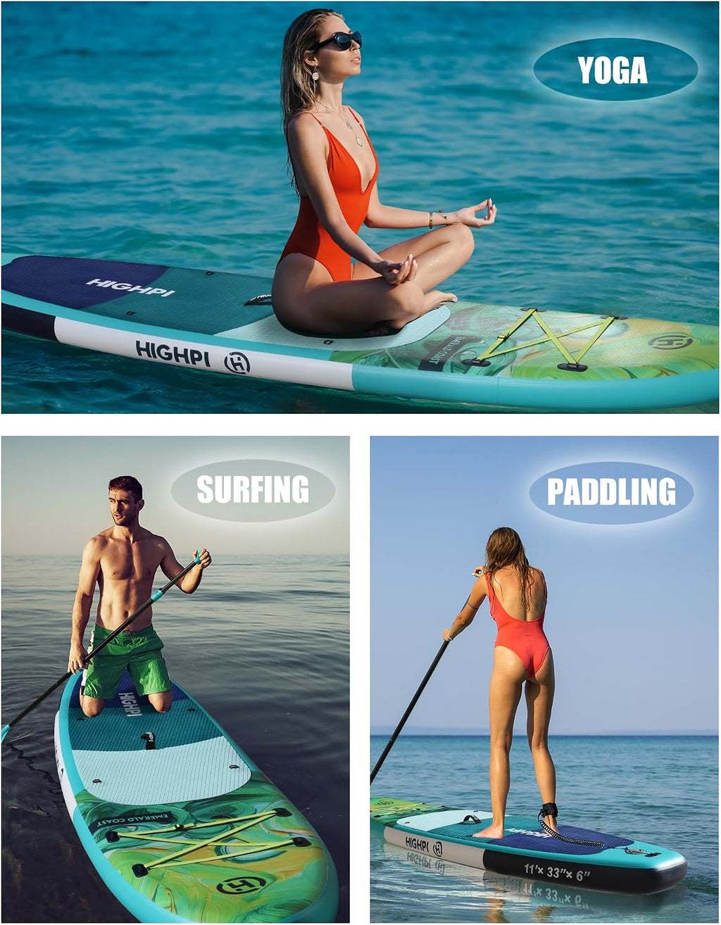 Inflatable Stand Up Paddle Board for Youth and Adults – Wide Sup with Premium Accessories, Blow Up Paddleboard for Surfing, Fishing, Yoga & More