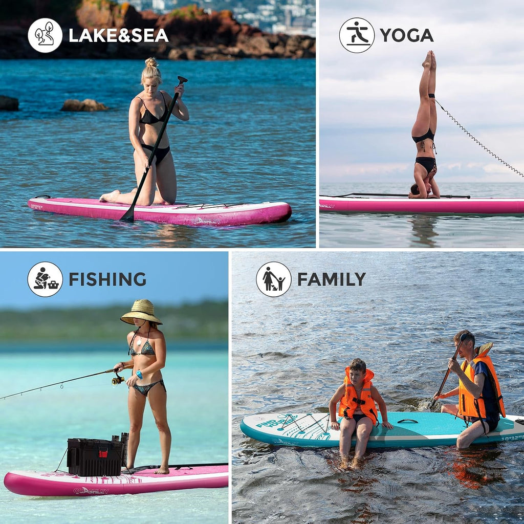 Quashley Inflatable Stand Up Paddle Board,Inflatable Paddleboards 32/34 Inch Wide,All Around SUP for Beginners with Lightweight Paddle,Hand Pump,Backpack,Leash,Durable & Portable iSUP Board