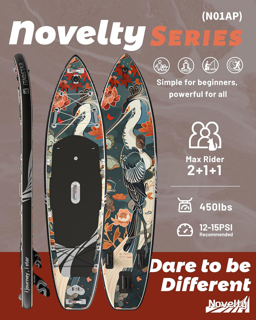 iTAOSTAR Novelty 11'6' x 35' Inflatable Stand Up Paddle Board with Seat- Stable SUP Board for Adults - Portable Paddleboard for Yoga, Surfing, Fishing - Includes Full Accessories Kit