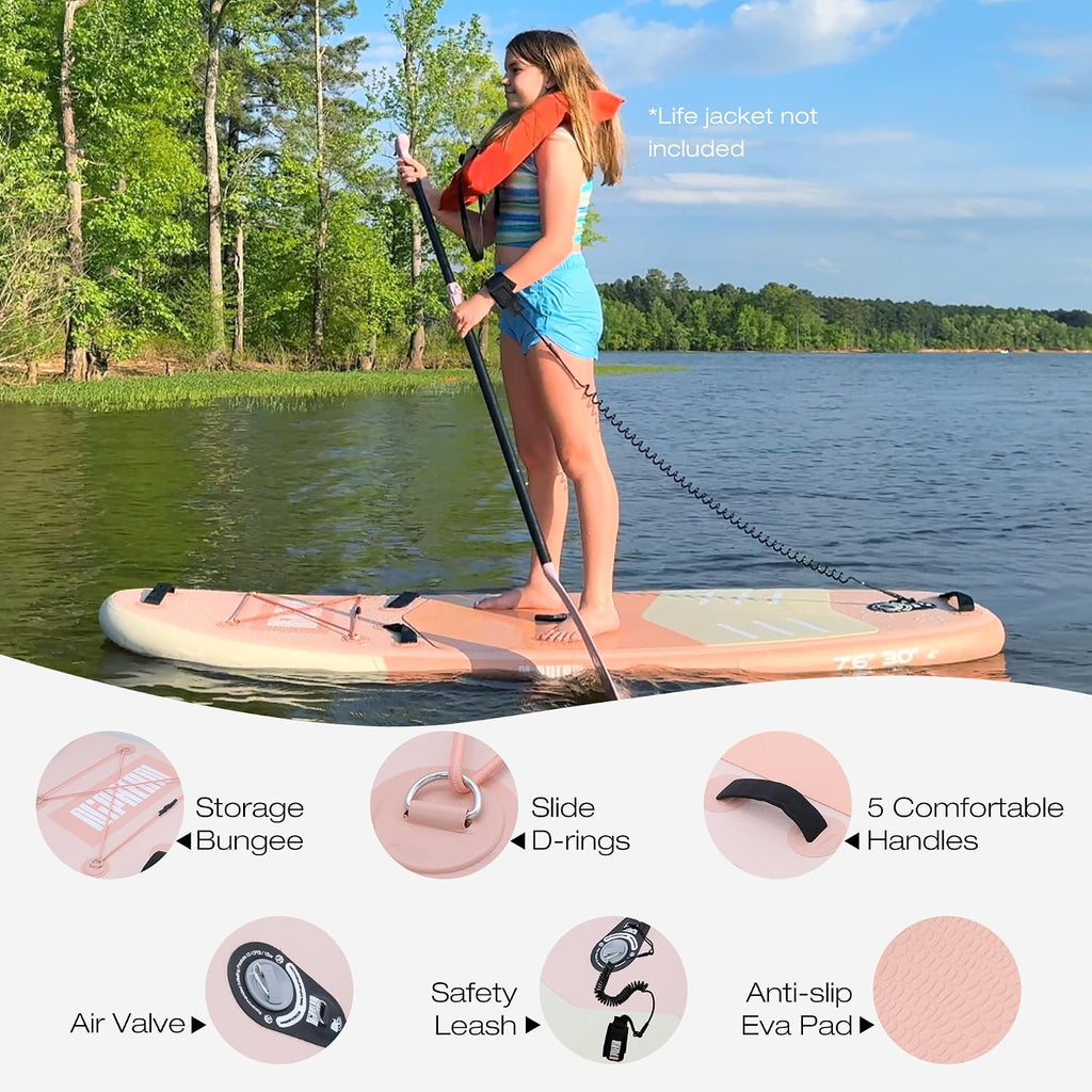Niphean Inflatable Stand Up Paddle Board with SUP Accessories, Anti-Slip EVA Deck, 10'6'' Inflatable Paddle Boards for Adults & Youth of All Skill Levels