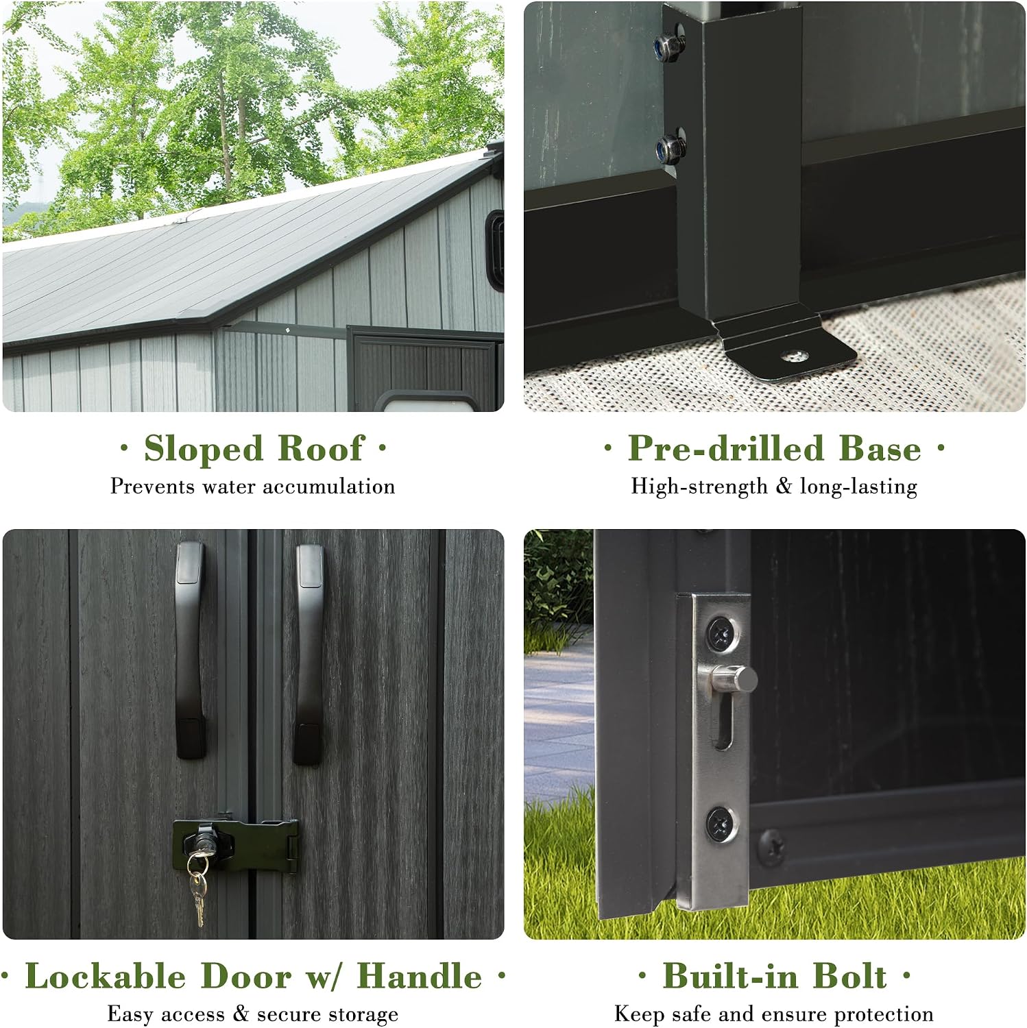 Domi 6x6FT Outdoor Resin Storage Shed with Transparent Windows & Louvered Vents, Plastic Tool Shed with Double Lockable Doors & Gable Roof, Outside Garden Shed for Backyard, Patio, Lawn, Grey