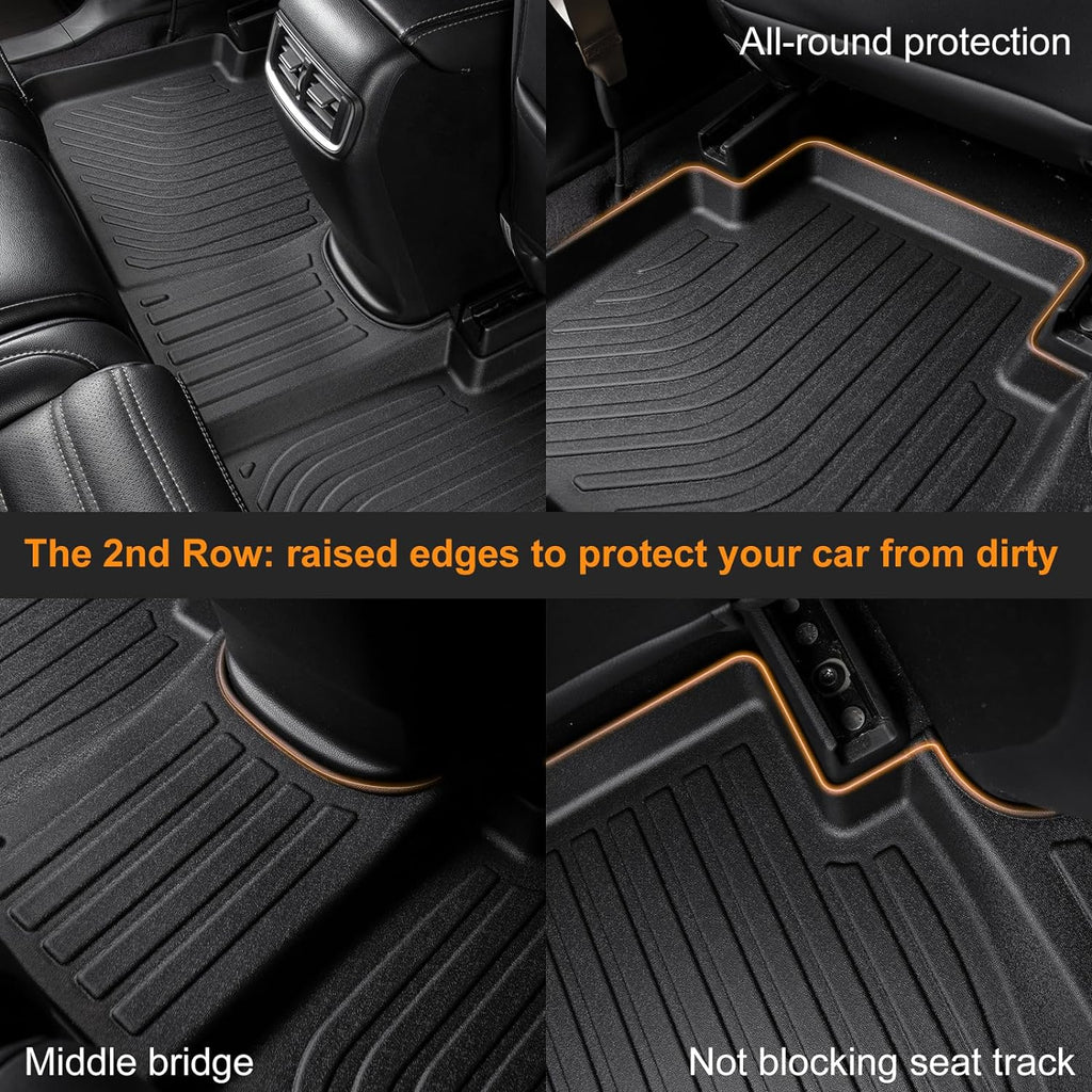 Binmotor-TPE Floor Mats for Toyota Highlander 2014-2019 7 & 8 Seats, All Weather Protection Heavy Duty Automotive Car Floor Liners, Full Set for Highlander Accessories Car Mats-Black