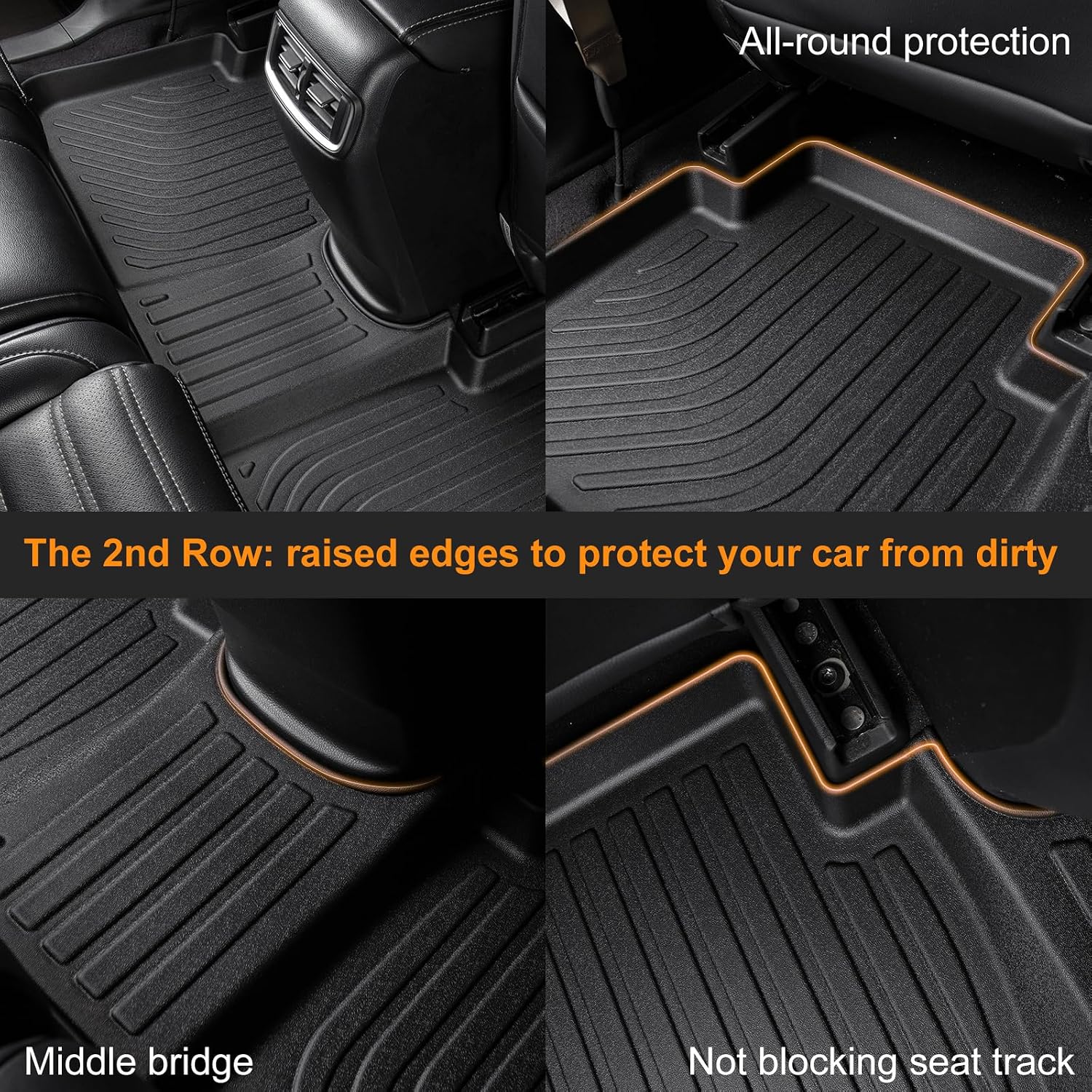 Binmotor-All Weather Floor Mats & Cargo Liner for RX 2016-2022 /RX350/RX450h (No RXL Models), Heavy Duty Car Floor Liners-Black for RX Accessories-Black