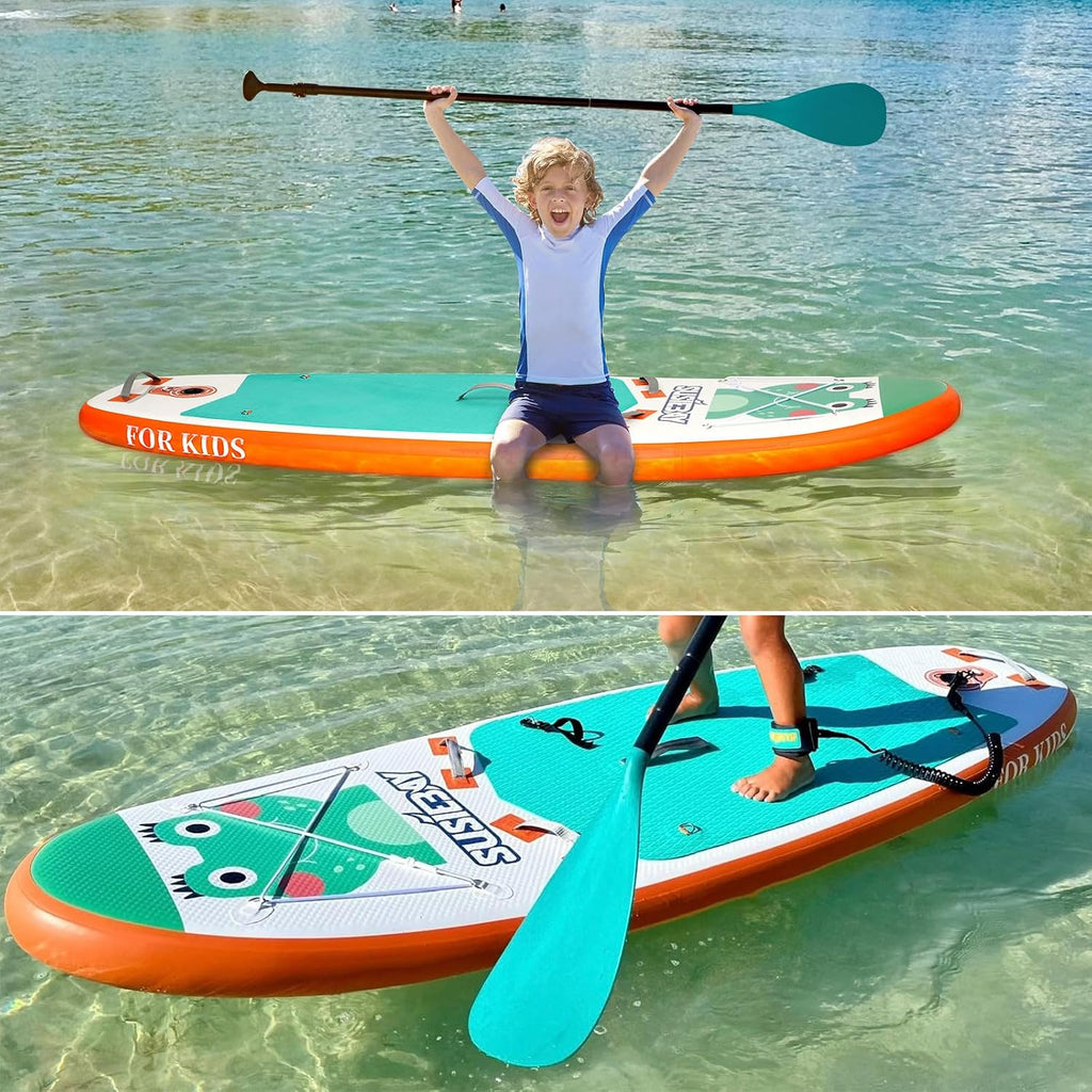 Kids Inflatable Stand Up Paddle Board with SUP Accessories,Wide Stable Design,Non-Slip Comfort Deck, Inflatable Paddle Board for Kids & Children