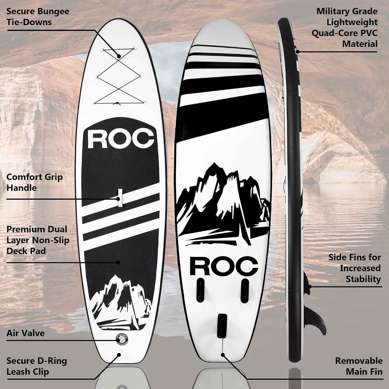 Roc Inflatable Stand Up Paddle Board with Premium SUP Paddle Board Accessories, Wide Stable Design, Non-Slip Comfort Deck for Youth & Adults