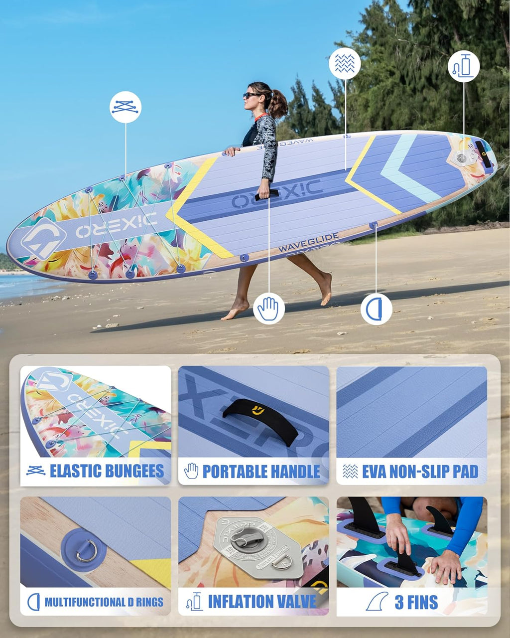 Inflatable Stand Up Paddle Board with SUP Accessories, 11'*33' Inflatable Paddle Boards for Adults & Youth of All Skill Levels