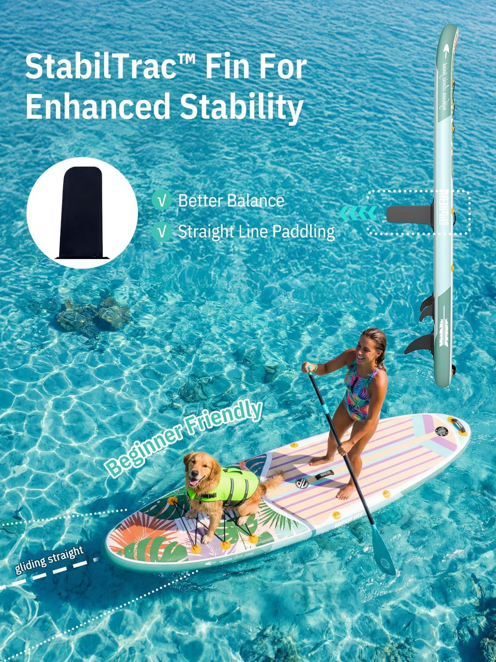 Niphean Inflatable Stand Up Paddle Board with SUP Accessories, Anti-Slip EVA Deck, 10'6'' Inflatable Paddle Boards for Adults & Youth of All Skill Levels