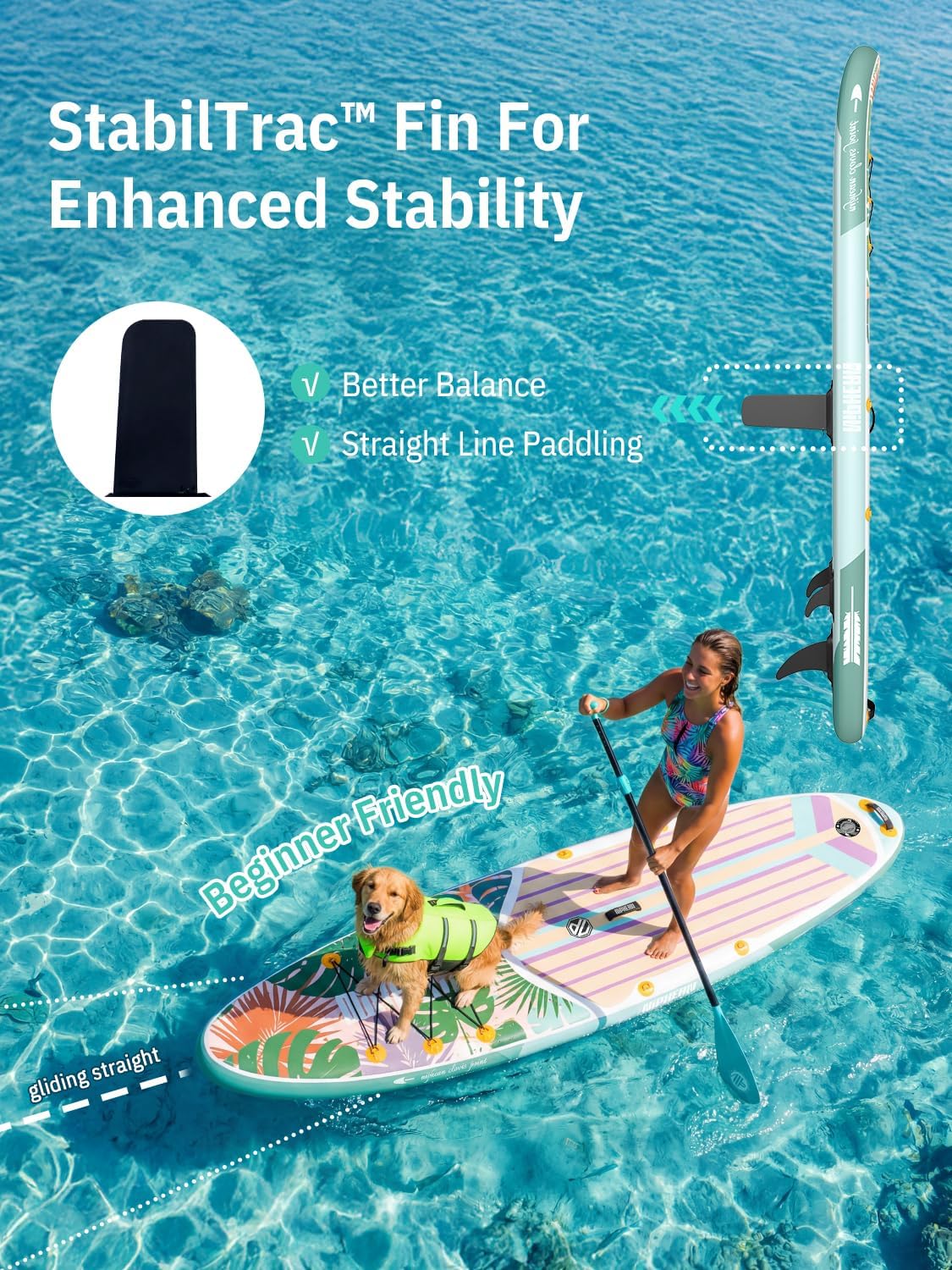 Niphean Inflatable Stand Up Paddle Board with SUP Accessories, Anti-Slip EVA Deck, 10'6'' Inflatable Paddle Boards for Adults & Youth of All Skill Levels