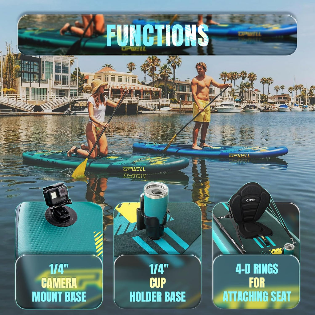 UPWELL 11'×34' Stand Up Paddle Board, SUP Board for Adults & Teens, Inflatable SUP Board with Premium Accessories, 120L Backpack, Paddle, Leash, Hand Pump, Fins