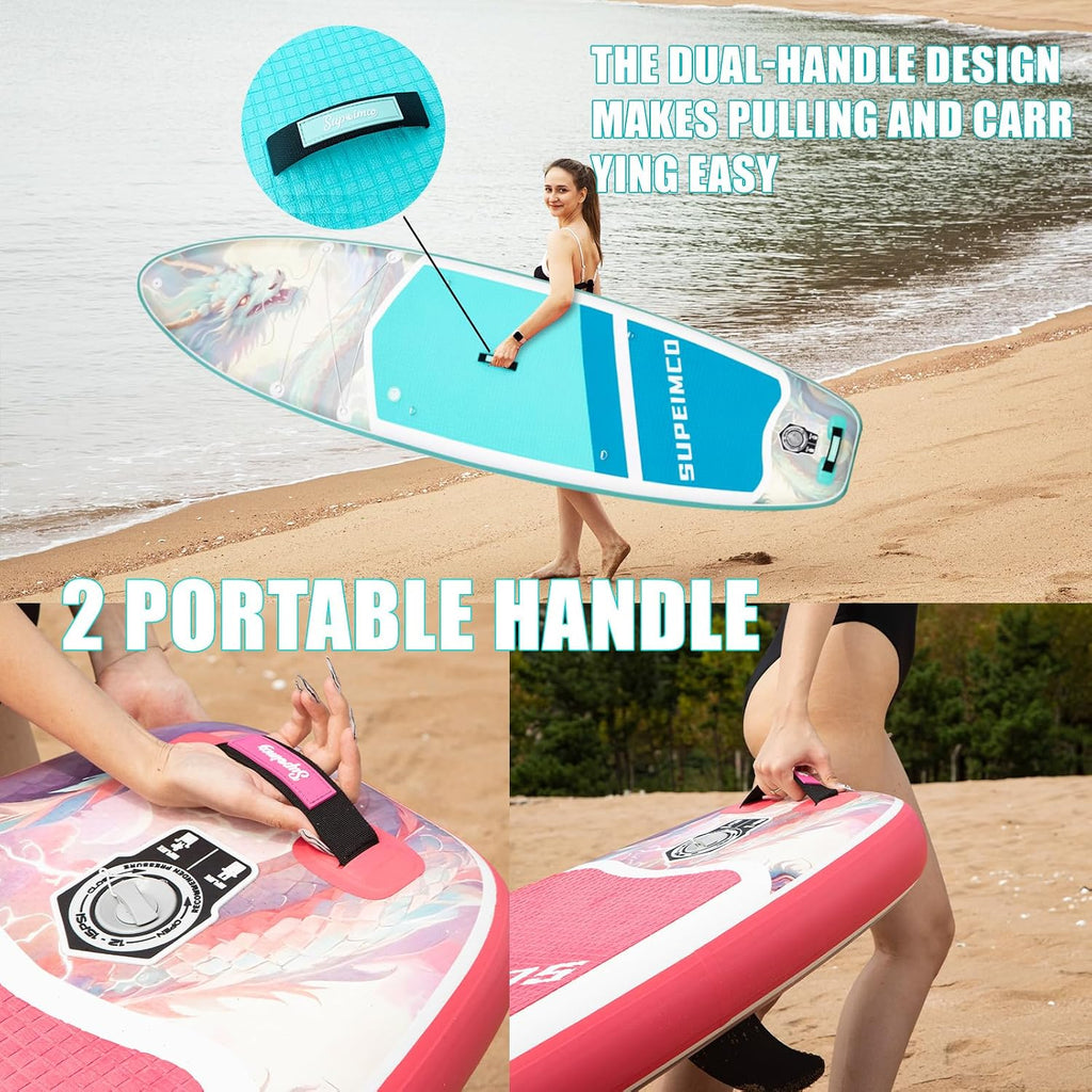 Inflatable Stand Up Paddle Board - Upgraded Glue-Free Hot Melt Technology, Long Service Life, 10'6', Anti-Slip EVA Deck, Full SUP Accessories, Included for Adults Youth All Skill Levels