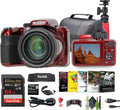 Kodak PIXPRO AZ425 20MP Vlogging Digital Camera (Red) 42X Optical Zoom, 24mm Wide Angle Lens Bundle with 64GB Memory Card + Vlogger Tripod + Bag + More Vlog Accessories