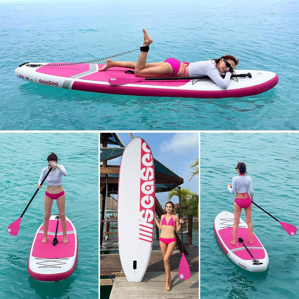 Inflatable Stand Up Paddle Board Includes Paddle, Dual Action Pump, and Accessories 11ft Lightweight iSUP, 33'*6' Wide Stable Design, Anti-Slip EVA Deck, Paddle Board for Adults