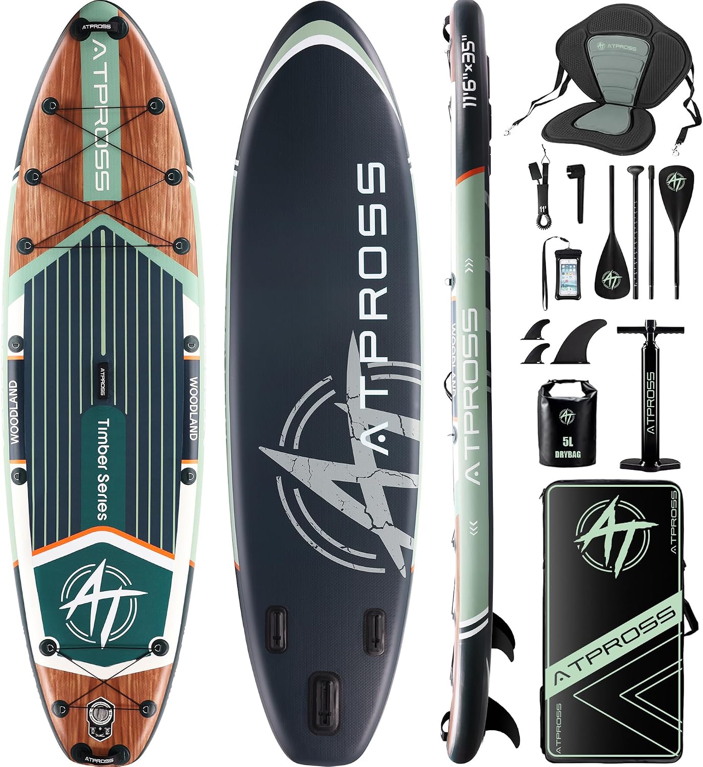 11'6'x35' Inflatable Paddle Board, 450lbs Extra Wide Stand Up Paddleboard for Adults with Premium SUP Accessories Kit & Backpack, Blow Up Kayak Non-Slip Stable Deck Boat for Yoga Fishing Surf