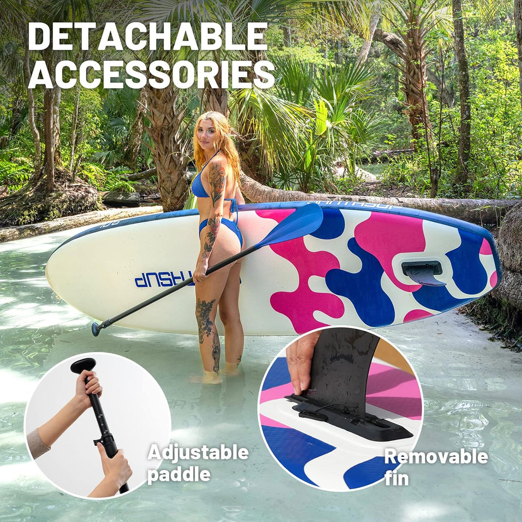 Inflatable Stand Up Paddle Board with SUP Accessories, Anti-Slip EVA Deck, 10'6'/11' Wide Stance Board, Sup Board for Adults & Youth of All Skill Levels Backpack