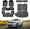 Mixsuper Floor Mat & Cargo Liner for Dodge Durango 6-Seater 2016-2026,All Weather TPE Floor mat with Backrest and Door Sill Guards Durango Accessories,Anti-Slip Floor Liners Set, Black